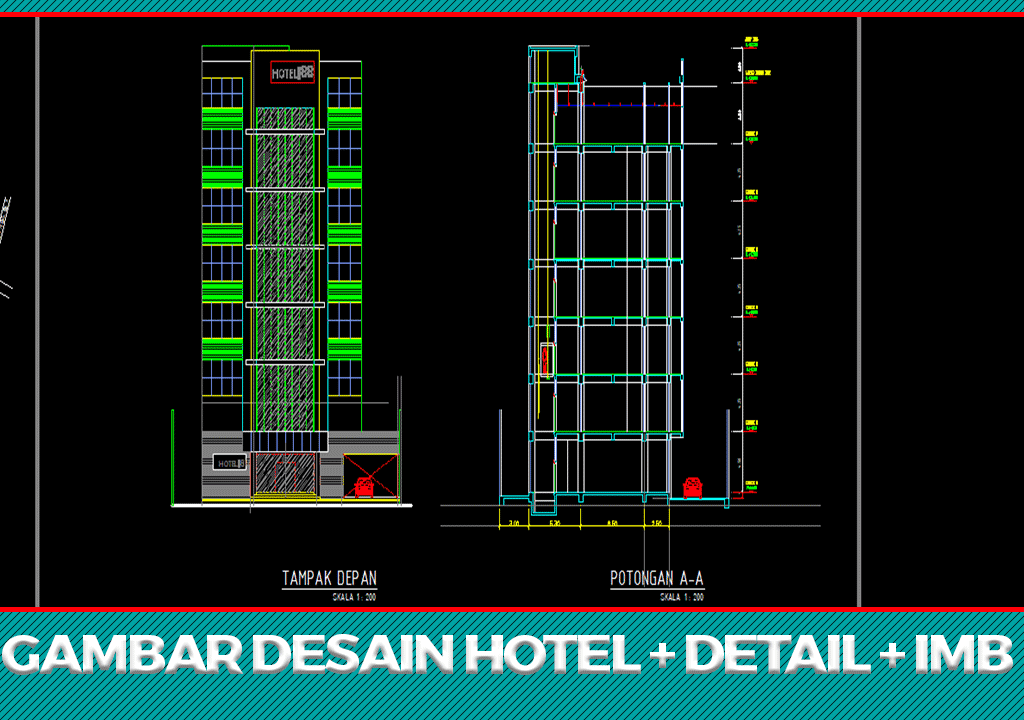 Download Gambar Desain Hotel dan Desain IMB Lengkap File DWG AutoCAD