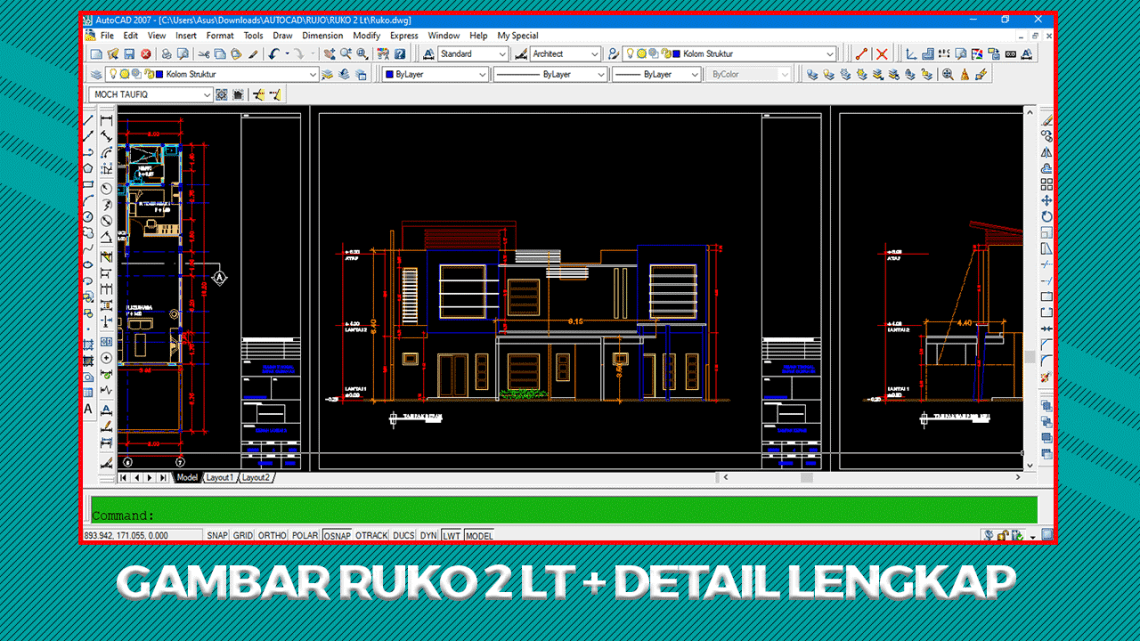 Download Gambar Ruko 2 Lt Detail Lengkap File DWG AutoCAD