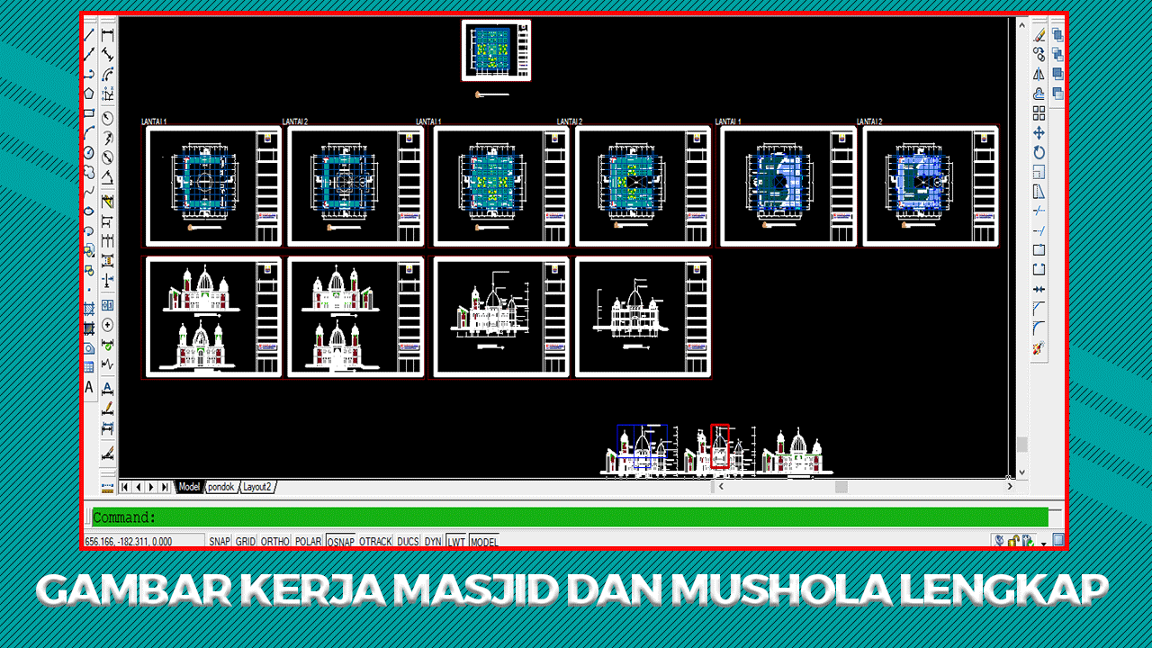Download Kumpulan Gambar Kerja Masjid dan Mushola File AutoCad DWG