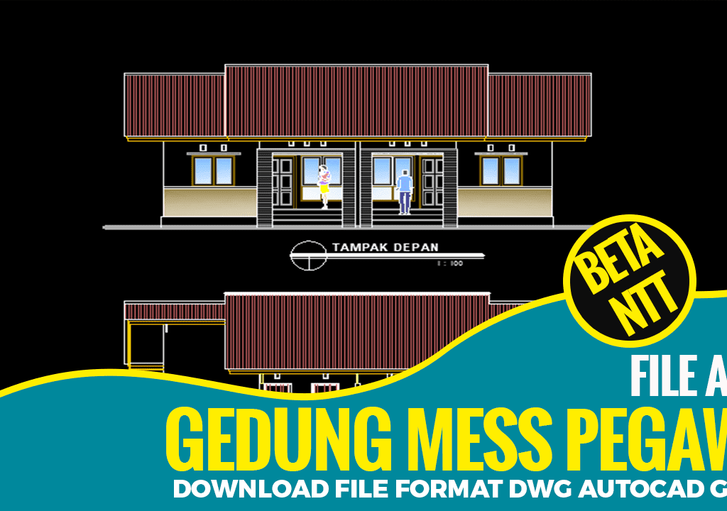 Download Gambar Bangunan Mess Karyawan Pemda File DWG AutoCAD
