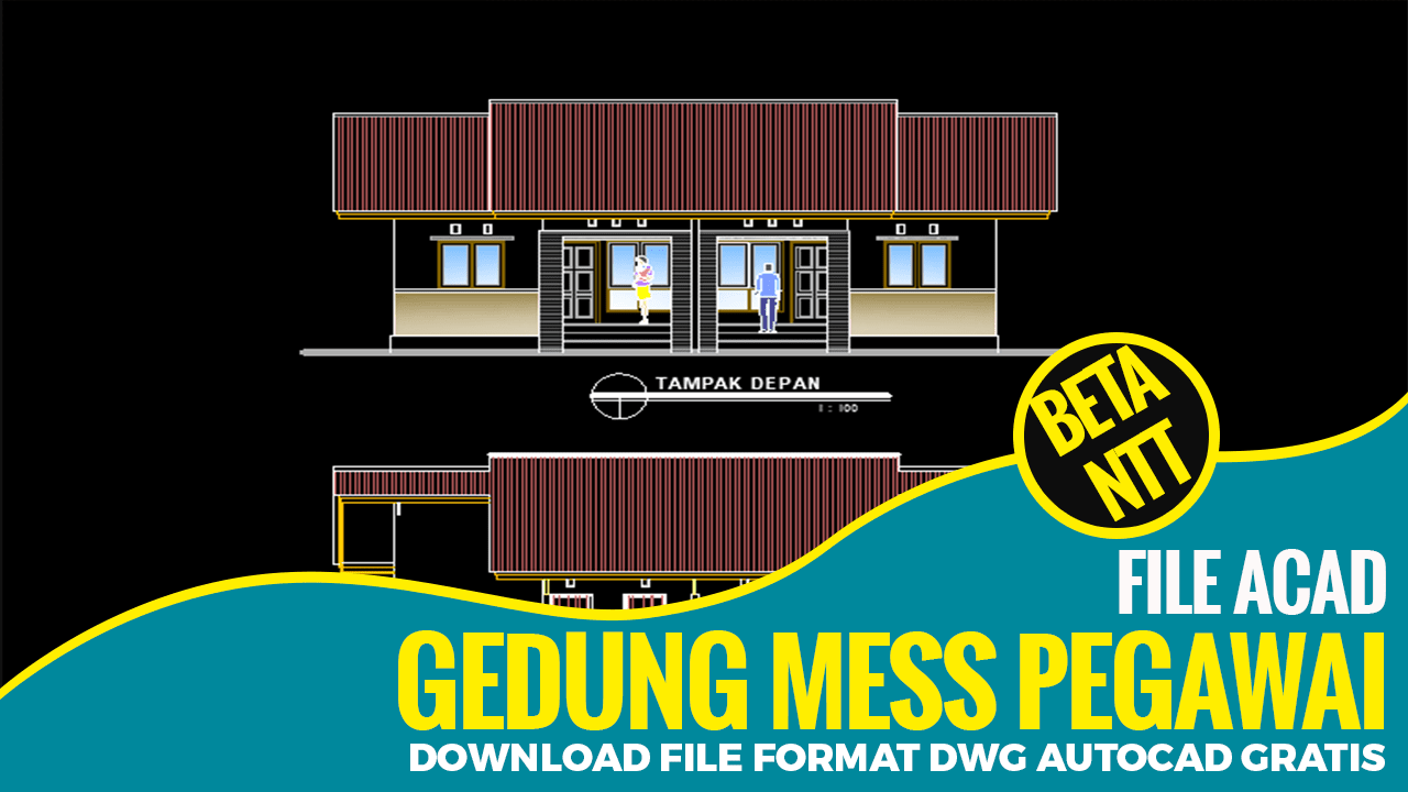 Download Gambar Bangunan Mess Karyawan Pemda File DWG AutoCAD