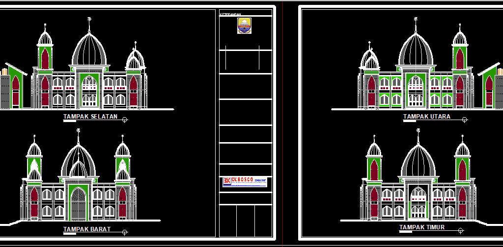Download Gambar Masjid Modern Minimalis DWG AutoCAD [LENGKAP]