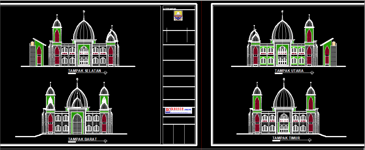 Download Gambar Masjid Modern Minimalis DWG AutoCAD [LENGKAP]