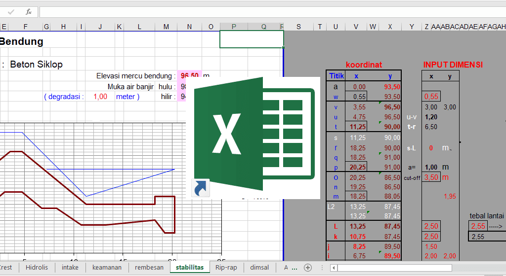 Download File Perhitungan Desain Hidrolis Bendungan Excel