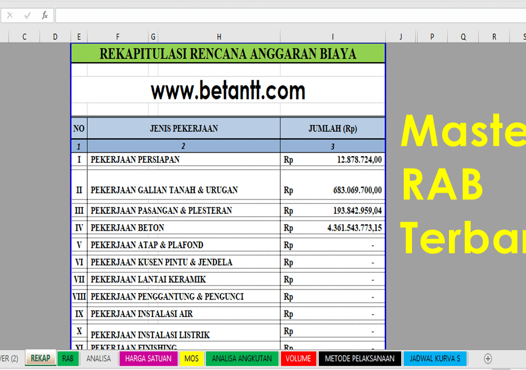 Download File Hitung RAB Rumah Lengkap (As Built+RAB+Backup)