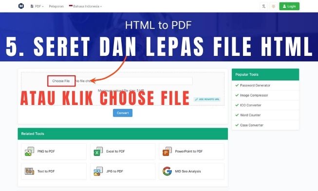 html to pdf converter 5 Seret dan Lepas File HTML