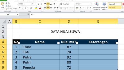 Cara Menghapus Tabel di Excel - 01 Blok Data Kolom