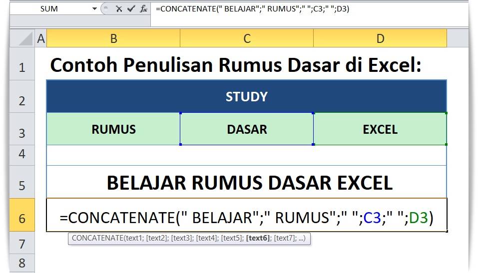 Rumus Dasar Fungsi Concatenate Excel