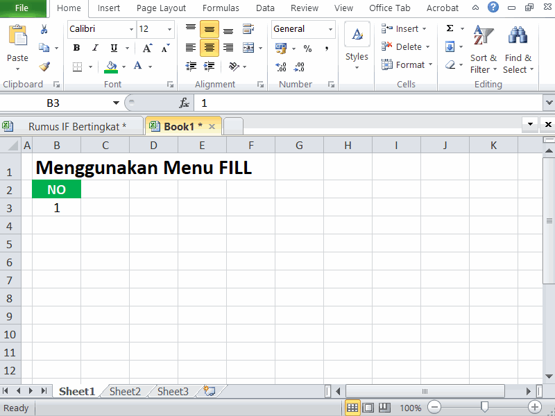 Cara Membuat Nomor Di Excel Secara Menu Fill Row