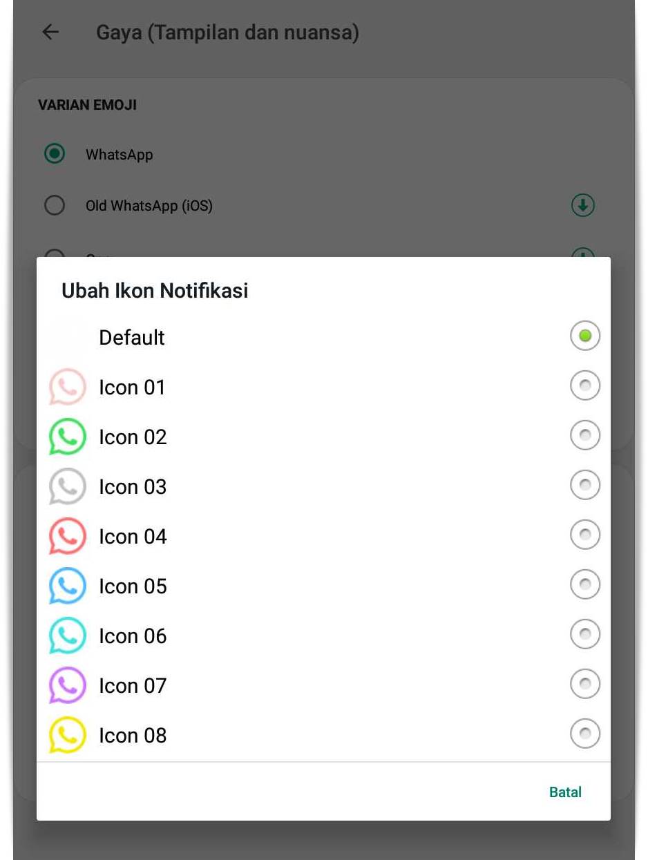 Icon notifikasi dari WhatsApp Mod